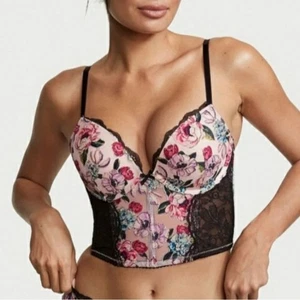 Victoria's Secret Very Sexy Rose Embroidered Push-Up Bra Top Corset Size 32D - Picture 1 of 8