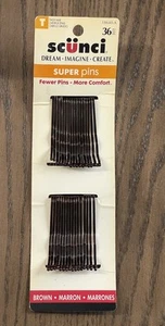 Vintage RARE Scunci 33 Super Pins Thick Hair 2002 Brown Comparable To Goody - Picture 1 of 8
