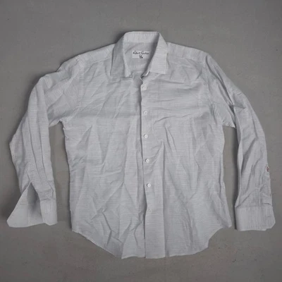 Camisa de vestir Robert Graham para hombre mezcla de lino calce clásico patrón blanco mediano Foto 1 de 4