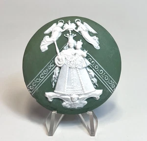 Antico cammeo francese in diaspro Vergine Maria Madonna Gesù medaglione religioso - Foto 1 di 7