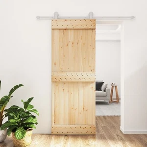 Sliding door solid pine wood 80x210 cm white space-saving hardware 3087 - Picture 1 of 11