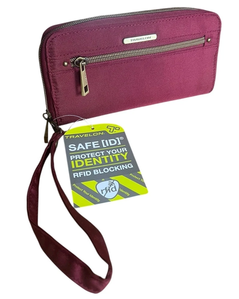 Travelon Anti-theft Wallet RFID Blocking Wristlet Clutch iPhone Wrist Strap