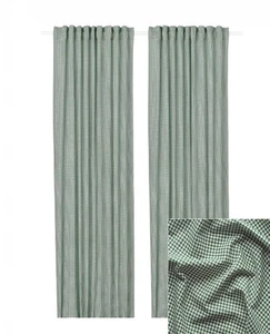 Ikea Curtains ORDENSFLY Panels 57 x 98" White Dark Green - NEW 4 Panels Total - Picture 1 of 8