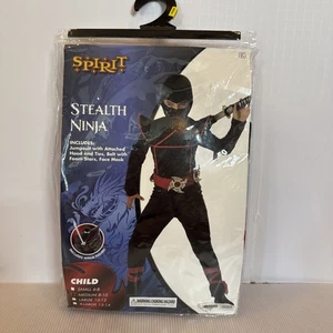 Stealth NINJA WARRIOR Black Halloween Child Costume SZ Medium 8-10 No Belt - Picture 1 of 2