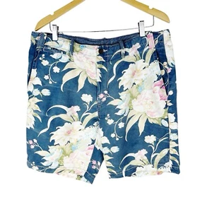 Polo Ralph Lauren Blue Floral Shorts Linen Blend Straight Fit Hawaiian Size 36 - Picture 1 of 10