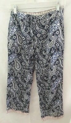 Tommy Hilfiger 蓝色、白色和红色佩斯利棉质休闲/睡裤 - 2 码 — 第 1/2 张图片