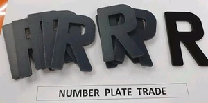 4D Acrylic GLOSS Black Letter 3mm Raised DIY Registration UK REG 3M | R x10 pcs - Picture 1 of 5