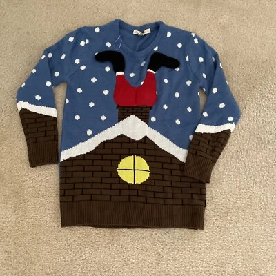 Suéter Love by Design Para Mujer Pequeño Feo Navidad Papá Noel Atascado en Chimenea Foto 1 de 4