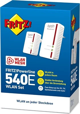 AVM FRITZ!Powerline 540E/510E WLAN Set (500 MBit/s, WLAN-Access Point) - Bild 1 von 3