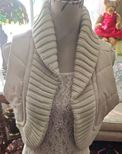 OFF WHITE JJ BASICS GIUBBOTTO TAMPONE DA DONNA COLLETTO MAGLIONE ♡ BIANCO TAGLIA GRANDI CORSE SMALL