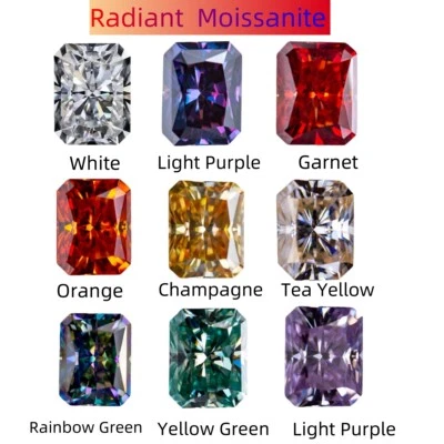 5 colors 3x5~10x12mm Red D Pink VVS1 Radiant Moissanite Stone GRA Certificate - Image 1 of 4