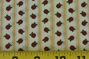By 1/2 Yd, 31" Wide, Vintage, Red Cherry Stripes on Cream & Gold, Benartex, V240 - Picture 1 of 5