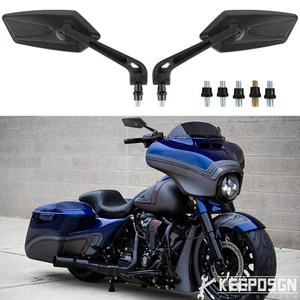 For Harley Touring Street Road Glide King Black Motorcycle Rear View Side Mirror - Picture 1 of 13
