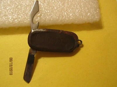 复古 2 刀片钥匙皮革爸爸链口袋刀 — 第 1/4 张图片