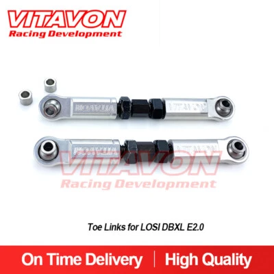 Vitavon CNC Aluminum 7075 Toe Links for LOSI  DBXL E2.0 DBXL GAS Silver - Image 1 of 4