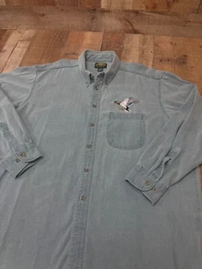 Wild Wings Shirts Men's XL Gray Cotton Button-Up Heavy Duck Embroidered Vintage - Picture 1 of 11