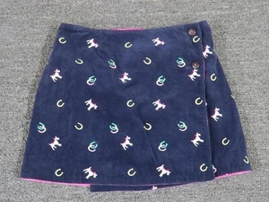Lily Pulitzer Corduroy Wrap Skirt Girls 10 Blue Pink Reversible Horses - Picture 1 of 11