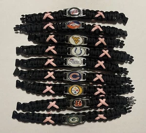 Glow In The Dark Breast Cancer Awareness NFL Bracelet - Paracord Nylon Colts - Picture 1 of 2