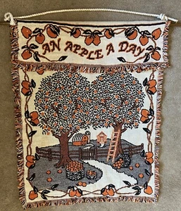 Farmhouse Decor Apple A Day Woven Wall Hanging Tapestry 30"h x 22"w CottageCore - Picture 1 of 6