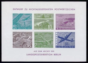 BERLÍN BLOQUE CONMEMORATIVO AVIACIÓN "DISEÑOS PARA UNA SERIE DE SELLOS AÉREOS" m5696 - Imagen 1 de 2