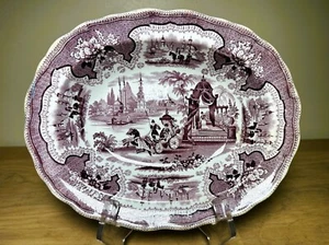 Antique William Adams Purple Palestine Transferware Vegetable Dish Circa 1835 - Picture 1 of 11