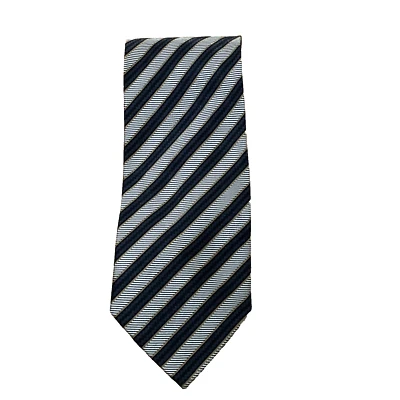 Corbata de seda a rayas negras Kilburne and Finch carrera negocios hecha a mano Foto 1 de 4