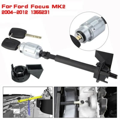Key + Bonnet Lock Lock Cylinder For Ford Focus C-MAX 2003-2007 DE - Image 1 of 4