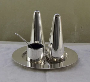 Silver Condiment Set & Tray - Picture 1 of 1