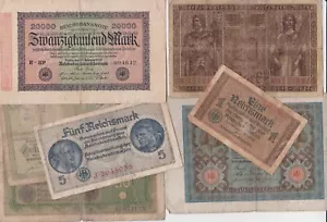 Lot Germany Nazi 3rd Reich 7 banknotes 1910- reichsmark, and WW1, WW2 money LOW - Picture 1 of 5
