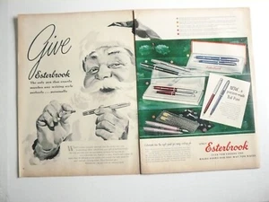 1956 Esterbrook Pen Pencil Sets Santa Claus Christmas 2-page Vintage Print Ad - Picture 1 of 1