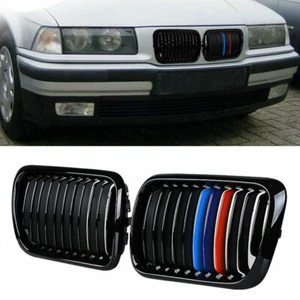 2X M-Farbe Nieren Kühlergrill Glanz Schwarz Frontgrill Für BMW 3er E36 1997-1999 - Picture 1 of 8