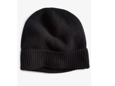 CHARTER CLUB 100% Cachemira Puños Mujer Gorro Invierno Sombrero - NEGRO - Pequeño Foto 1 de 4