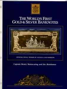 23kt Gold & Silver UNC $100 Antigua 1981 Banknote- Mainwaring & the Resistance - Picture 1 of 2