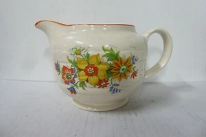 VINTAGE DECO SWINNERTONS STAFFORDSHIRE ENGLAND POTTERY FLORAL DECORATED MILK JUG - Picture 1 of 4