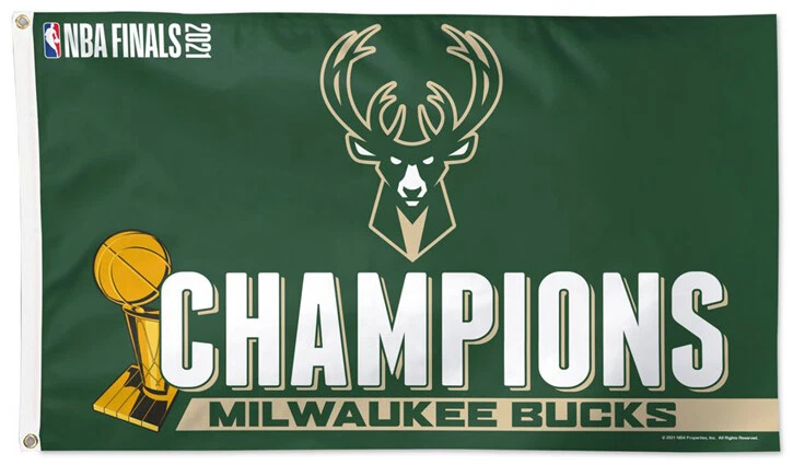 Milwaukee Bucks 2021 NBA CHAMPIONS Oficial 3'x5' Bandera Conmemorativa Foto 1 de 1
