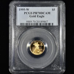 1995-W $5 PROOF GOLD EAGLE ✪ PCGS PR-70 ✪ 1/10 OZ COIN PR WEST POINT ◢TRUSTED◣ - Picture 1 of 2