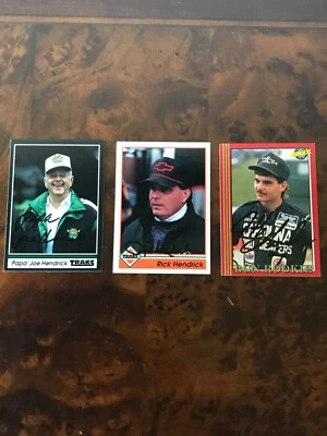 Jeff Gordon,  Rick Hendrick, Papa Joe Hendrick signed cards (3) - Image 1 of 2