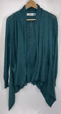 Cárdigan Anthropologie Sparrow verde azulado mezcla de algodón frente abierto marrón talla S Foto 1 de 4