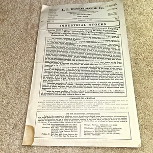 Feb 1920 L.L. WINKELMAN & CO STOCK REPORT - Industrial Oil - Petroleum - Mining - Picture 1 of 11