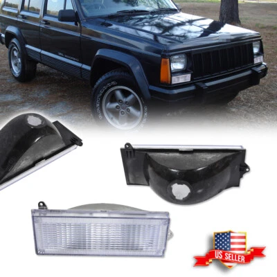 2件装透明镜头前转向信号灯适用于84-96吉普切诺基和86-92 Comanche — 第 1/4 张图片