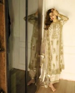 GEORGETTE TOP SAHARARA DUPATTA BOLLYWOOD INDIAN WEAR DESIGNER WEDDING PARTY WEAR - Picture 1 of 9