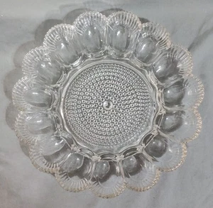 Vintage 1960s MCM Indiana Glass Clear Hobnail Deviled Egg 11" Dish Platter EUC - Picture 1 of 2
