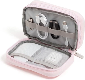 Dual Zip Canvas Tech Organizer Pouch, 7.8" X 5" Cord Organizer, Computer Accesso - Afbeelding 1 van 12