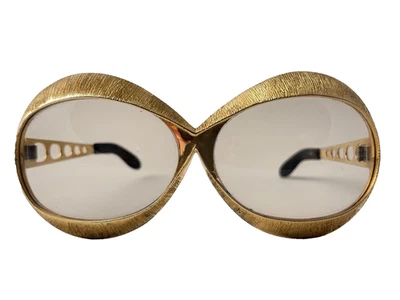 VINTAGE CHRISTIAN DIOR OVERSIZED GOLD SUNGLASSES 1970'S MADE IN FRANCE - Image 1 of 4