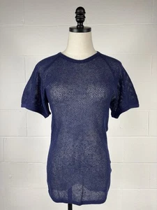 Vintage 70s Brynje Of Norway Blue Mesh String Raglan Shirt Mesh Marina Top M/L - Picture 1 of 9