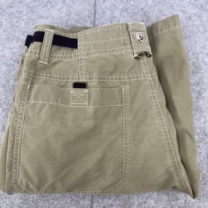 Kuhl Shorts Mens Khaki Large Vintage Patina Dye Cargo Ripstop Belted Zip Pocket - Picture 1 of 8