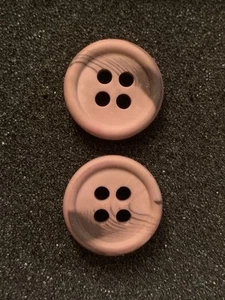 Vintage Hard Plastic 4 Hole Pastel Pink & Black Sewing Buttons (Lot Of 2) - Picture 1 of 5
