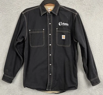 Camisa Chaqueta Carhartt FR de Lona Resistente al Fuego para Hombres Pequeña Negra Abotonada Trabajo Foto 1 de 4