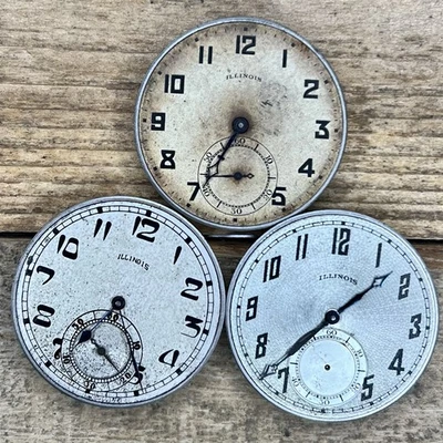 Movimiento Reloj Bolsillo Illinois Años 12 - Grado 121, 274 - 21 Joyas, Ajustado 3 Pos Foto 1 de 2