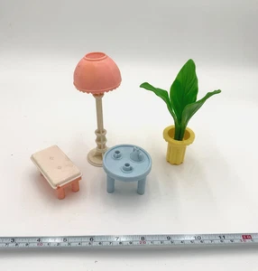 Dollhouse Playskool Pretty Sound Piano Set Pink Lamp Planter Seat Coffee Table - Picture 1 of 8